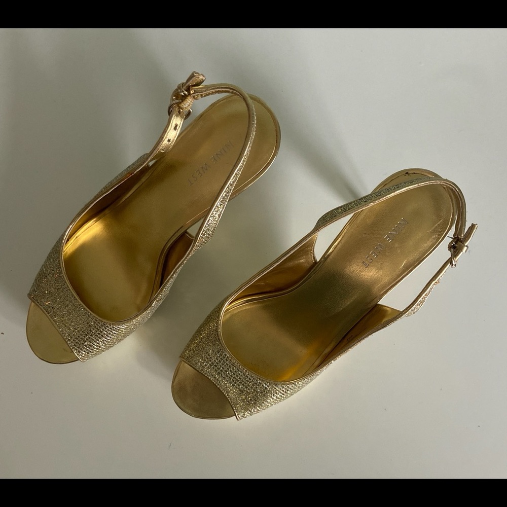 Nine West gold peep toe high heels